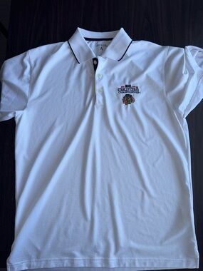 Antigua White Blackhawks 2010 Stanley Cup  Champions Polo
